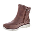 Botines Skechers zapatos Mujer modelo Synergy Marrón Cremallera