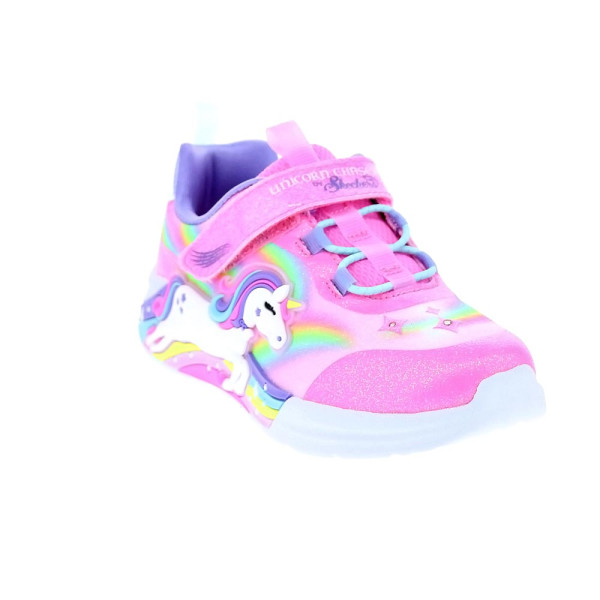 Zapatillas Skechers zapatos Niña modelo Luces Unicorn Chaser Rosa Velcro