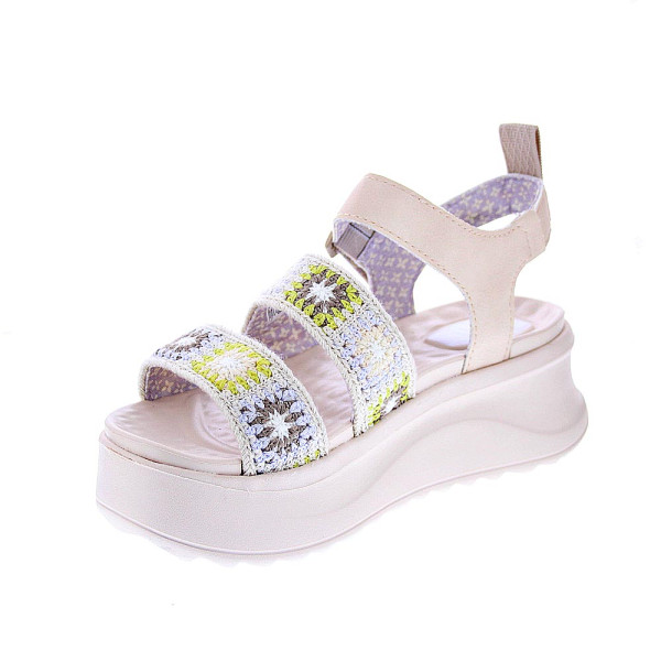 Sandalias Hey Dude zapatos Mujer modelo Delray Buckle Beige Hebilla