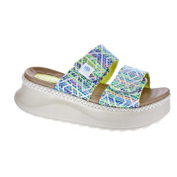 Sandalias Hey Dude zapatos Mujer modelo Delray Slide Azul Velcro 2
