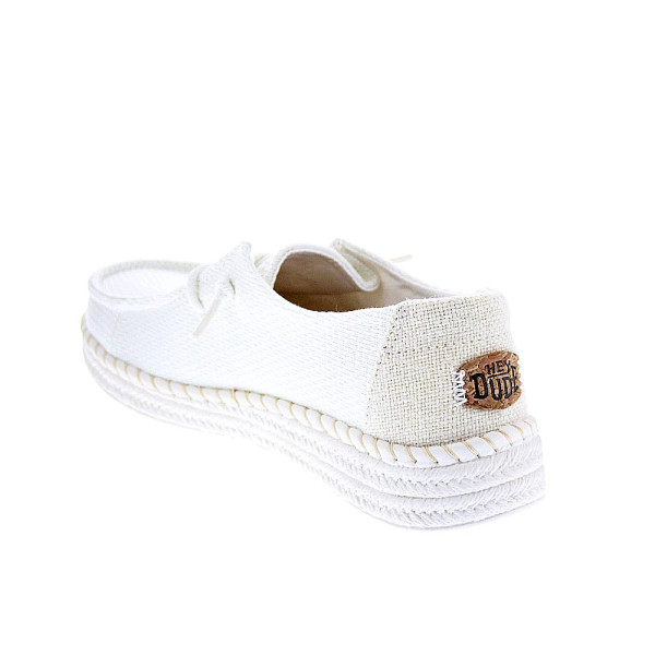 Mocasines Hey Dude zapatos Mujer modelo Wendy Espadrille Blanco Elástico