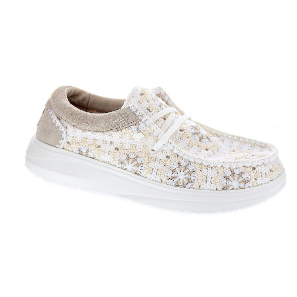 Mocasines Hey Dude zapatos Mujer modelo Wendy Comf Beige Elástico
