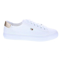 Zapatillas Tommy Hilfiger zapatos Mujer modelo Vulc Canvas combi oro Blanco Cordón
