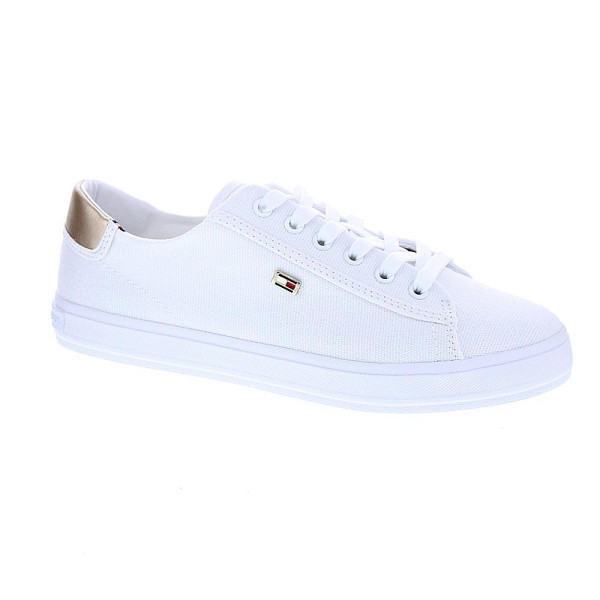 Zapatillas Tommy Hilfiger zapatos Mujer modelo Vulc Canvas combi oro Blanco Cordón