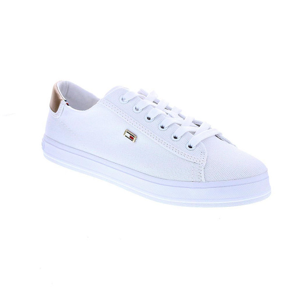 Zapatillas Tommy Hilfiger zapatos Mujer modelo Vulc Canvas combi oro Blanco Cordón