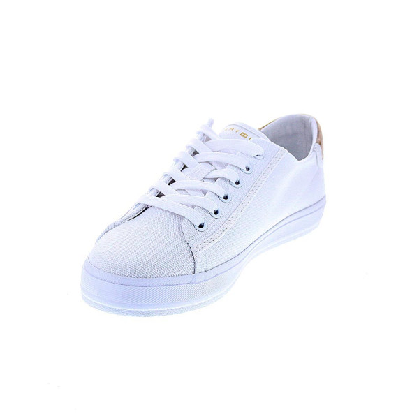 Zapatillas Tommy Hilfiger zapatos Mujer modelo Vulc Canvas combi oro Blanco Cordón