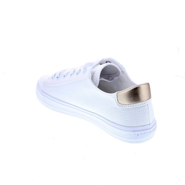 Zapatillas Tommy Hilfiger zapatos Mujer modelo Vulc Canvas combi oro Blanco Cordón