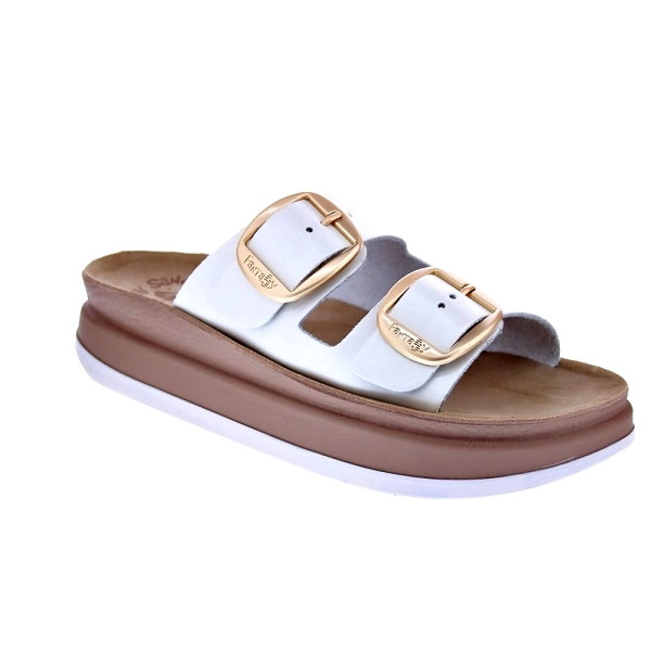 Sandalias Fantasy Sandals zapatos Mujer modelo Zefi Blanco Hebillas