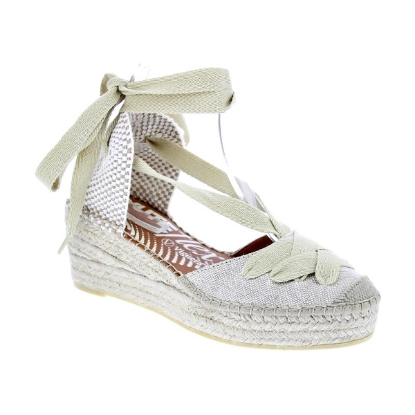 Alpargatas Viguera zapatos Mujer modelo Lino Beige Cordón