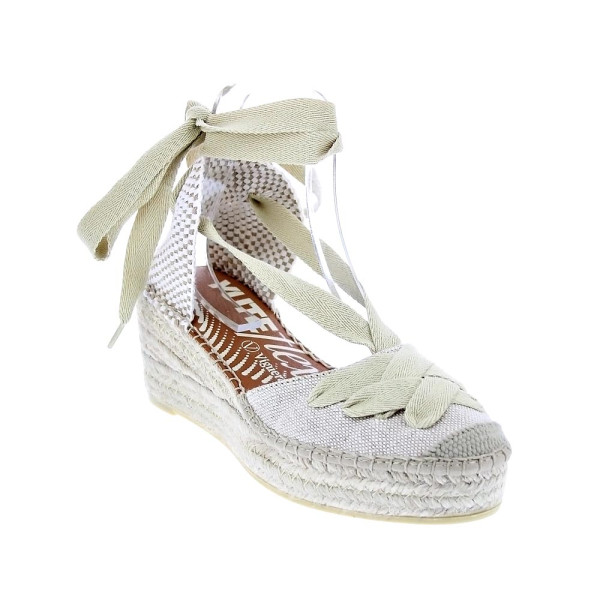 Alpargatas Viguera zapatos Mujer modelo Lino Beige Cordón