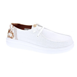 Mocasines Hey Dude zapatos Mujer modelo Wendy Rise Animal Blanco Elástico 2