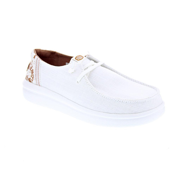 Mocasines Hey Dude zapatos Mujer modelo Wendy Rise Animal Blanco Elástico