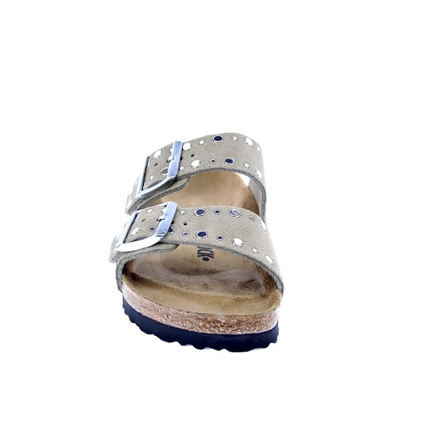 Sandalias Birkenstock zapatos Mujer modelo Arizona Rivet Border Gris Hebillas