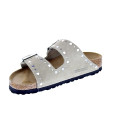 Sandalias Birkenstock zapatos Mujer modelo Arizona Rivet Border Gris Hebillas