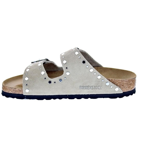 Sandalias Birkenstock zapatos Mujer modelo Arizona Rivet Border Gris Hebillas