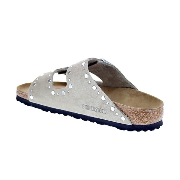 Sandalias Birkenstock zapatos Mujer modelo Arizona Rivet Border Gris Hebillas