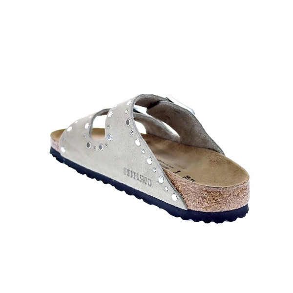 Sandalias Birkenstock zapatos Mujer modelo Arizona Rivet Border Gris Hebillas
