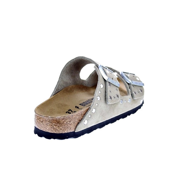 Sandalias Birkenstock zapatos Mujer modelo Arizona Rivet Border Gris Hebillas