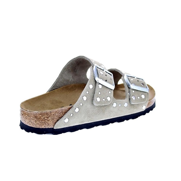 Sandalias Birkenstock zapatos Mujer modelo Arizona Rivet Border Gris Hebillas