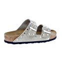 Sandalias Birkenstock zapatos Mujer modelo Arizona Rivet Border Gris Hebillas