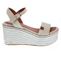 Sandalias Popa zapatos Mujer modelo Tofari Serraje Plataforma Beige 