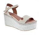 Sandalias Popa zapatos Mujer modelo Tofari Serraje Plataforma Beige 