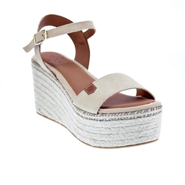 Sandalias Popa zapatos Mujer modelo Tofari Serraje Plataforma Beige 