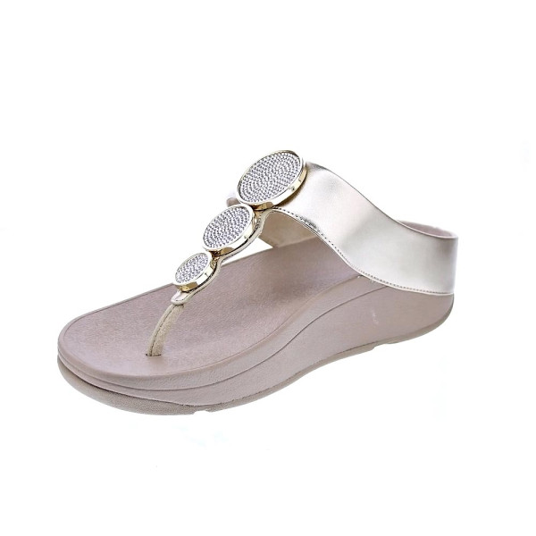Sandalias FitFlop zapatos Mujer modelo Halo Bead Oro HJ1 C22 Beige 