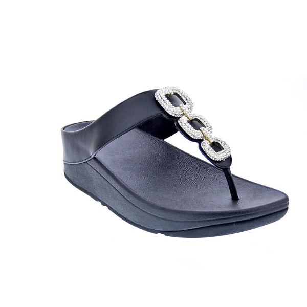 Sandalias FitFlop zapatos Mujer modelo Fino Crystal Chain Negro hx2 001 Negro 