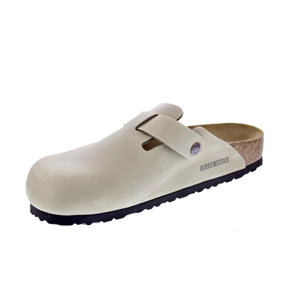 Zuecos Birkenstock zapatos Hombre modelo Boston Beige Hebillas