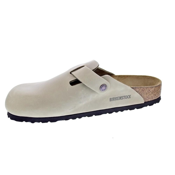 Zuecos Birkenstock zapatos Hombre modelo Boston Beige Hebillas