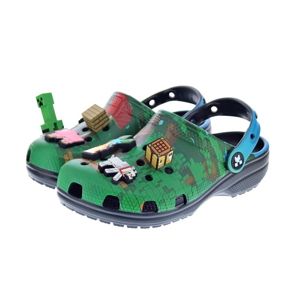 Zuecos Crocs zapatos Niño modelo Minecraft Cls Verde 