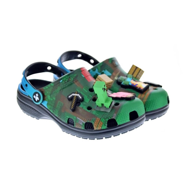 Zuecos Crocs zapatos Niño modelo Minecraft Cls Verde 