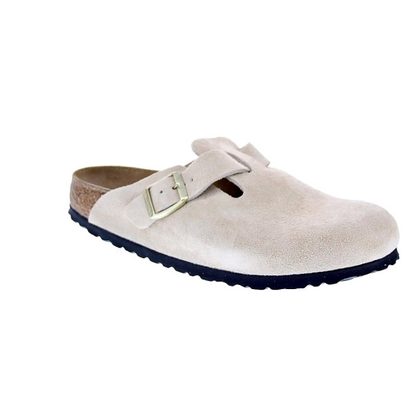 Zuecos Birkenstock zapatos Mujer modelo Boston Suede Beige 