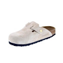 Zuecos Birkenstock zapatos Mujer modelo Boston Suede Beige 