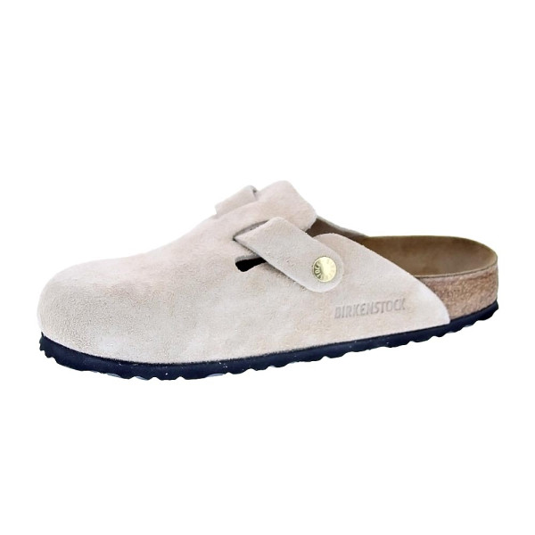 Zuecos Birkenstock zapatos Mujer modelo Boston Suede Beige 