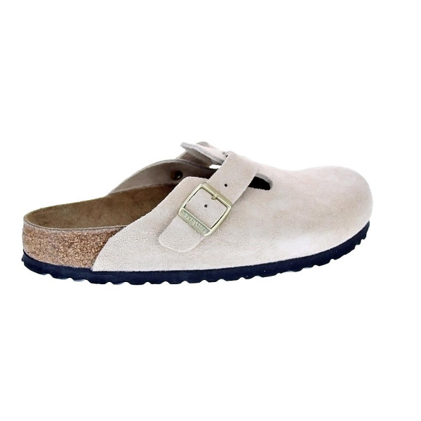 Zuecos Birkenstock zapatos Mujer modelo Boston Suede Beige 