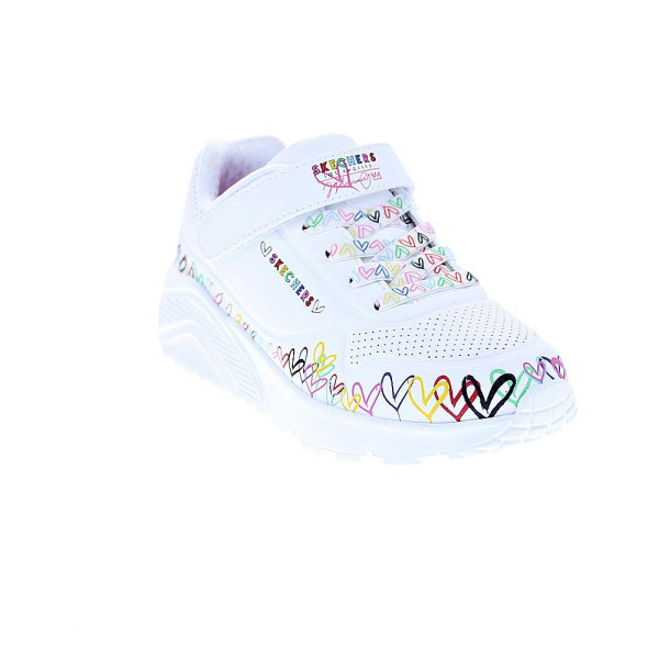 Zapatillas Skechers zapatos Niña modelo Uno Lite Heart Blanco Velcro