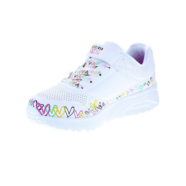 Zapatillas Skechers zapatos Niña modelo Uno Lite Heart Blanco Velcro