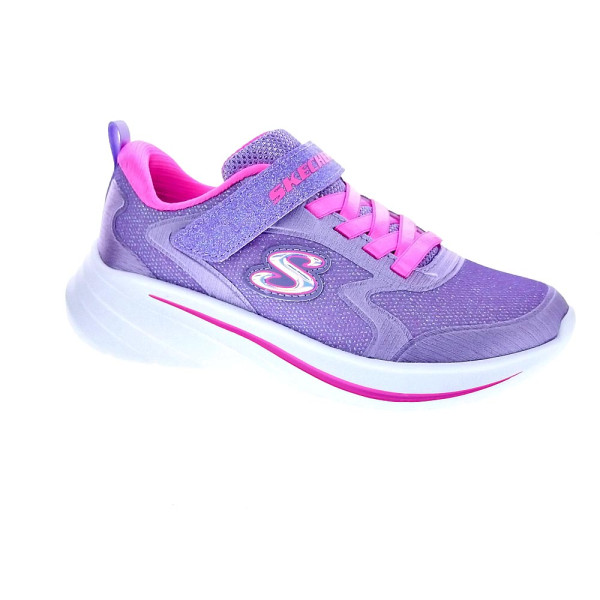 Zapatillas Skechers zapatos Niña modelo Wave 92 Violeta Velcro