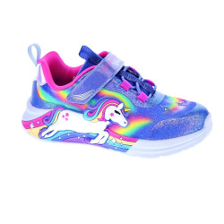 Zapatillas Skechers zapatos Niña modelo Luces Unicorn Chaser Azul Velcro 2