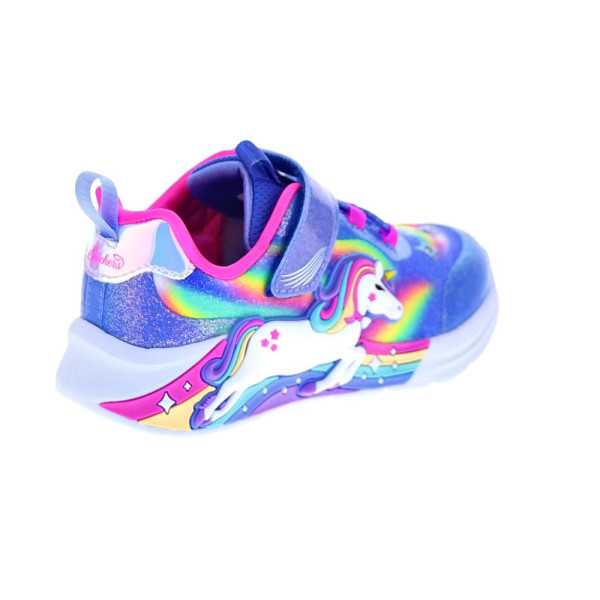 Zapatillas Skechers zapatos Niña modelo Luces Unicorn Chaser Azul Velcro