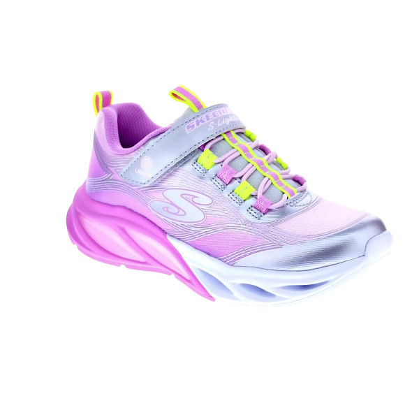 Zapatillas Skechers zapatos Niña modelo Luces Cosmic Glow Plata Velcro