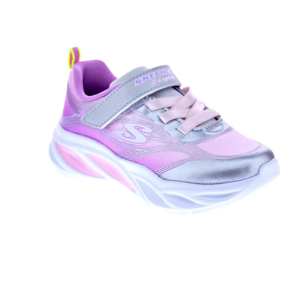 Zapatillas Skechers zapatos Niña modelo Luces Cosmic Glow Plata Velcro