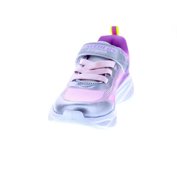 Zapatillas Skechers zapatos Niña modelo Luces Cosmic Glow Plata Velcro