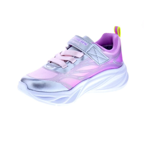 Zapatillas Skechers zapatos Niña modelo Luces Cosmic Glow Plata Velcro