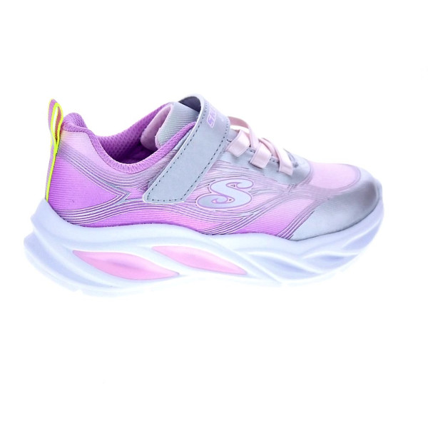 Zapatillas Skechers zapatos Niña modelo Luces Cosmic Glow Plata Velcro