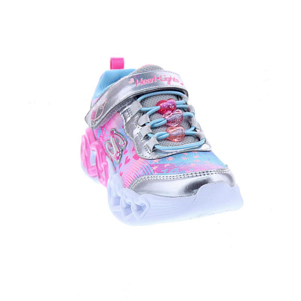 Zapatillas Skechers zapatos Niña modelo Luces Infinite Heart Jewels Plata Velcro