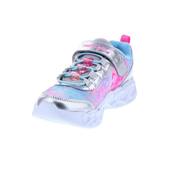 Zapatillas Skechers zapatos Niña modelo Luces Infinite Heart Jewels Plata Velcro
