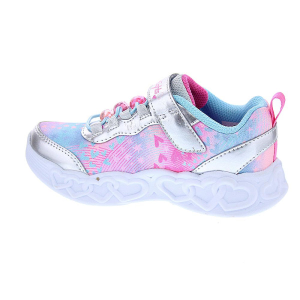 Zapatillas Skechers zapatos Niña modelo Luces Infinite Heart Jewels Plata Velcro